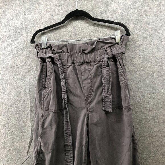 Splendid High Waisted Wide Leg Pants Womens S Gray Tie Waist Lyocell Cropped - Picture 3 of 9